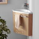 Ensemble meuble lave-mains d'angle blanc SKINO avec robinet chromé