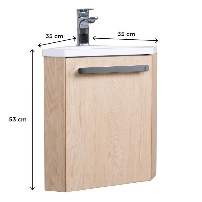 Ensemble meuble lave-mains d'angle blanc SKINO avec robinet chromé