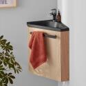 Ensemble meuble lave-mains d'angle blanc SKINO avec robinet chromé