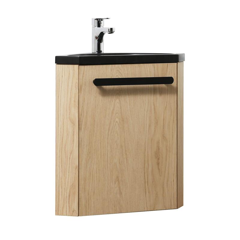 Ensemble meuble lave-mains d'angle blanc SKINO avec robinet chromé