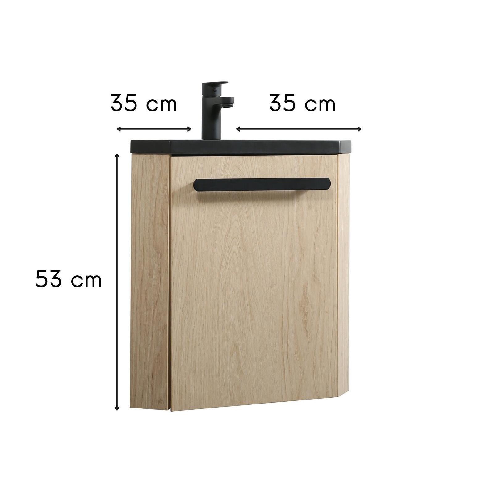 Ensemble meuble lave-mains d'angle blanc SKINO avec robinet chromé