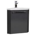 Ensemble meuble lave-mains d'angle blanc SKINO avec robinet chromé