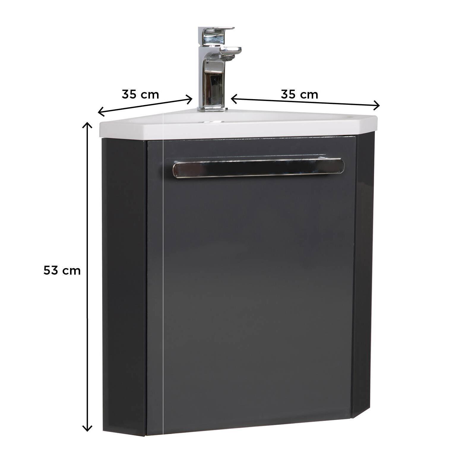 Ensemble meuble lave-mains d'angle blanc SKINO avec robinet chromé