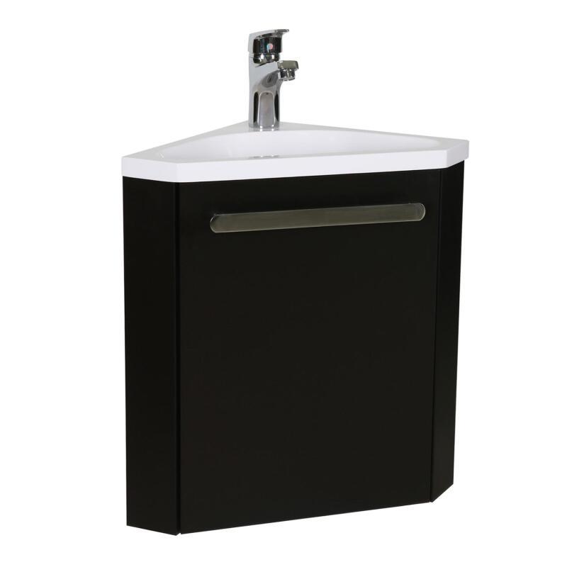 Ensemble meuble lave-mains d'angle blanc SKINO avec robinet chromé