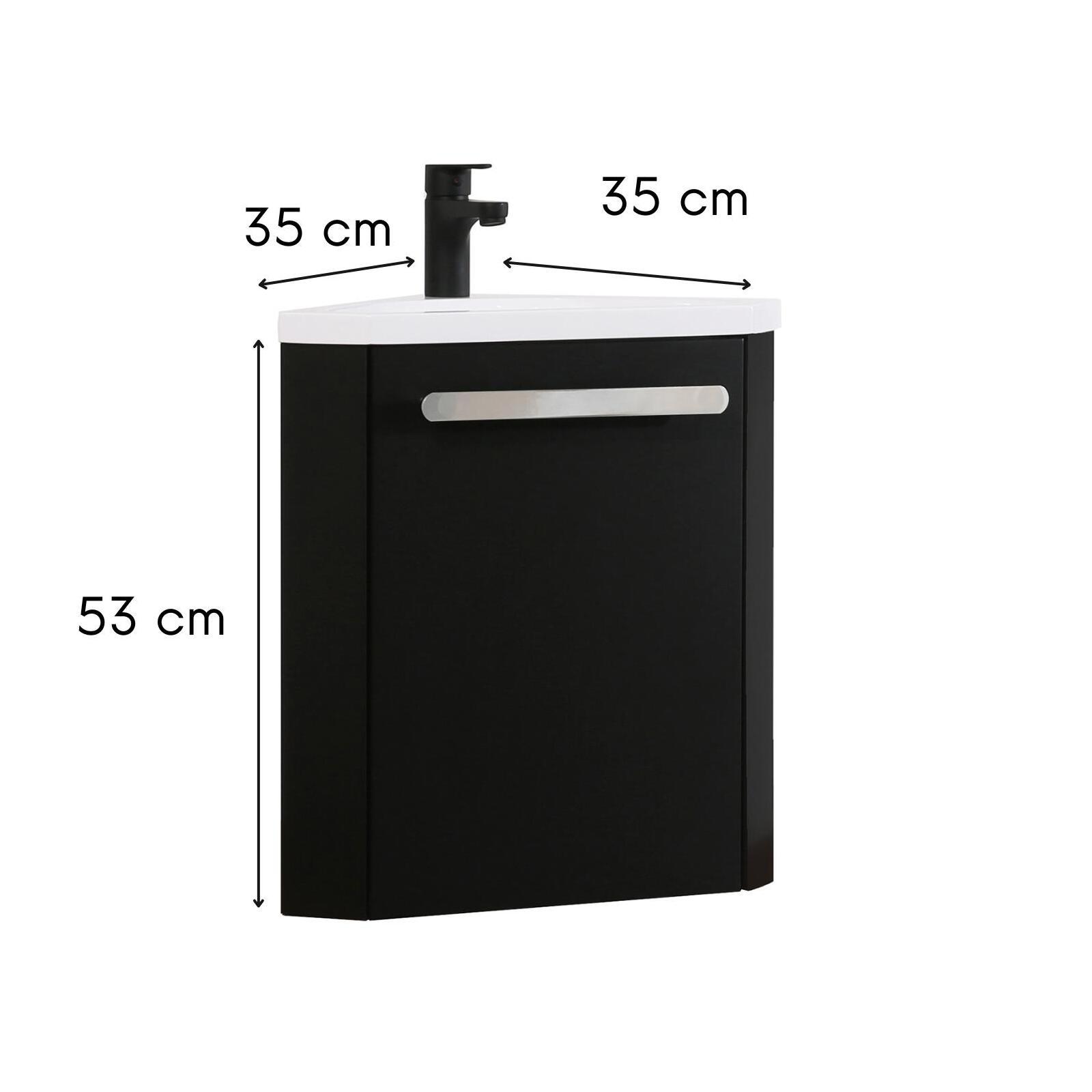 Ensemble meuble lave-mains d'angle blanc SKINO avec robinet chromé