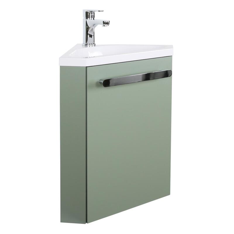 Ensemble meuble lave-mains d'angle blanc SKINO avec robinet chromé