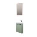 Ensemble lave-mains angle décor chêne + vasque + armoire toilette d'angle