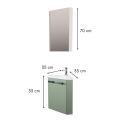 Ensemble lave-mains angle décor chêne + vasque + armoire toilette d'angle