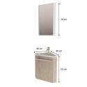 Ensemble lave-mains angle noir + vasque + robinet + armoire toilette d'angle