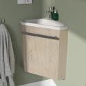 Ensemble lave-mains angle noir + vasque + robinet + armoire toilette d'angle
