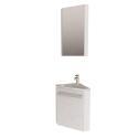 Ensemble lave-mains angle noir + vasque + robinet + armoire toilette d'angle