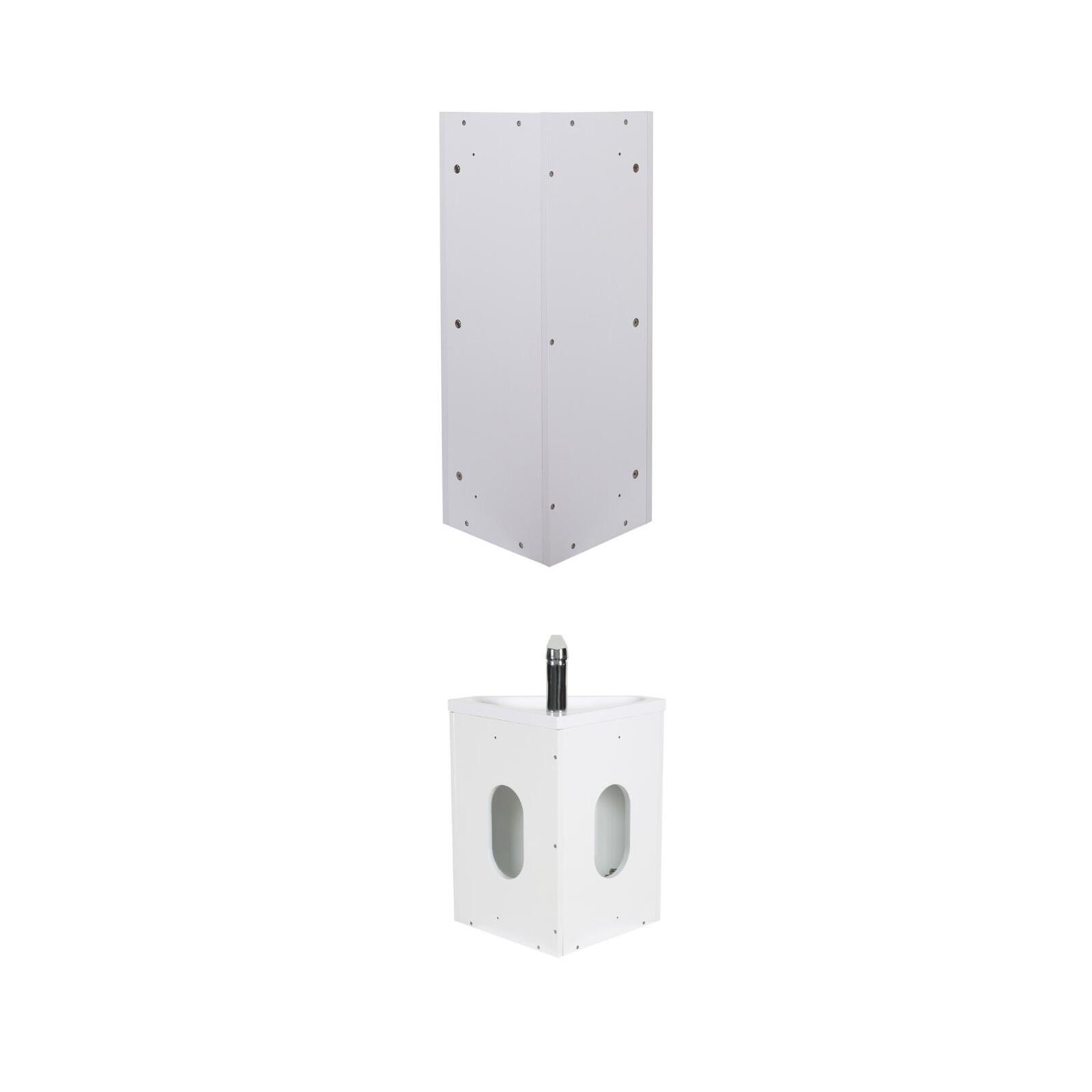 Ensemble lave-mains angle noir + vasque + robinet  + armoire toilette d'angle