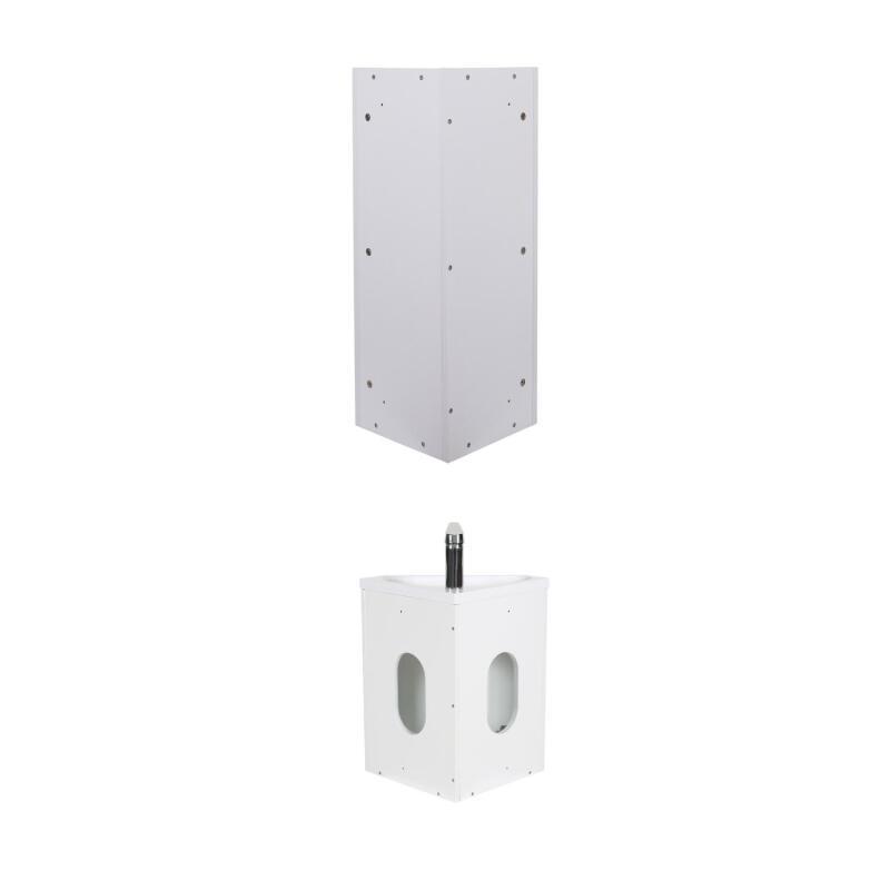 Ensemble lave-mains angle noir + vasque + robinet + armoire toilette d'angle