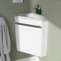 Ensemble lave-mains angle noir + vasque + robinet + armoire toilette d'angle
