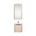 Ensemble lave-mains d'angle suspendu avec armoire d'angle décor chêne
