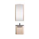 Ensemble lave-mains d'angle suspendu avec armoire d'angle décor chêne