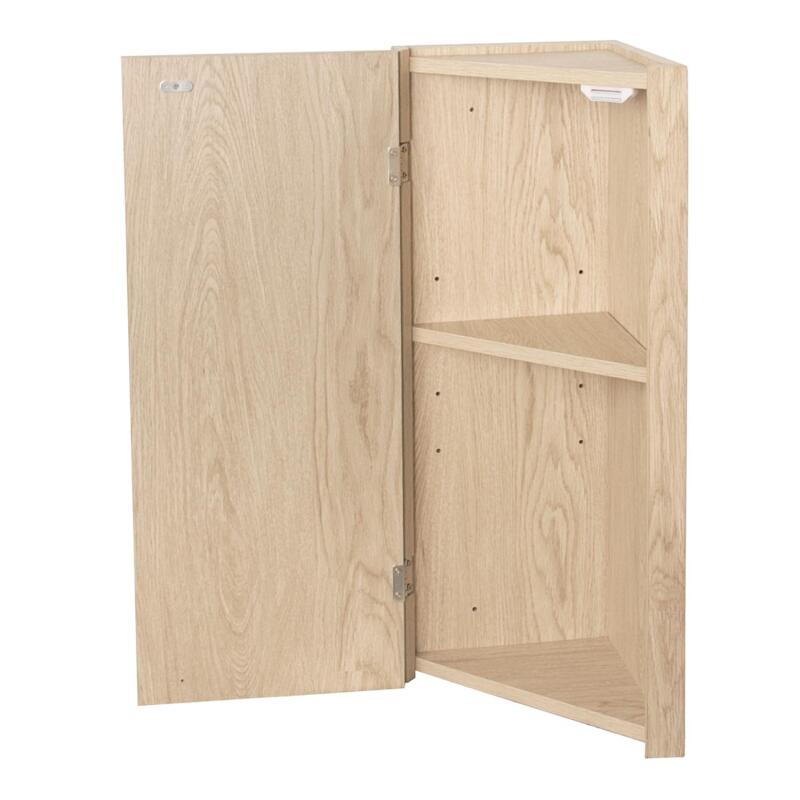 Ensemble lave-mains angle suspendu avec robinet et armoire d'angle décor chêne