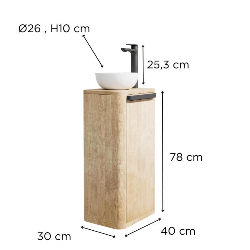 Ensemble meuble lave-mains TOM + vasque MAUD + robinet ROB