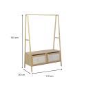 Portant vêtements bois et cannage de rotin L110 x H165 cm ARKA