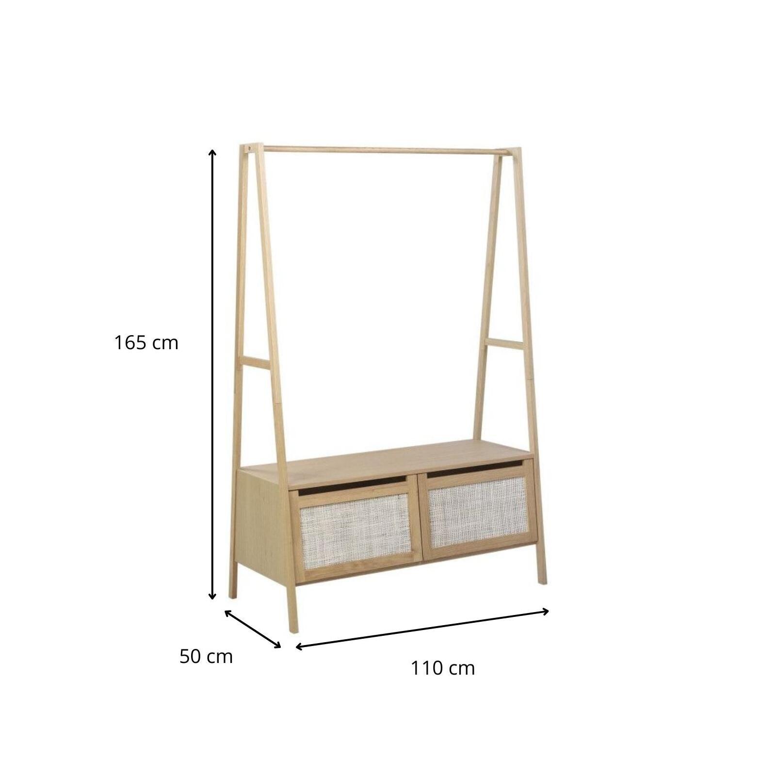 Portant vêtements bois et cannage de rotin L110 x H165 cm ARKA Portant vêtements bois et cannage de rotin L110 x H165 cm ARKA