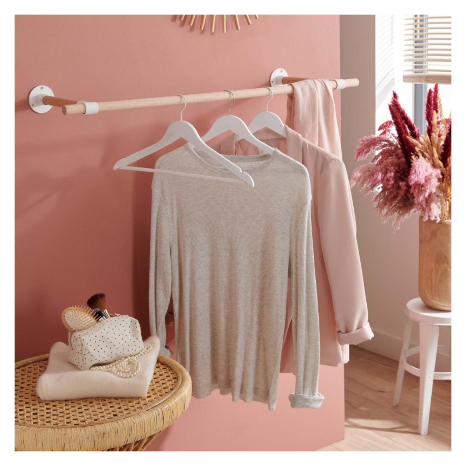 Penderie murale bois et métal blanc 100cm