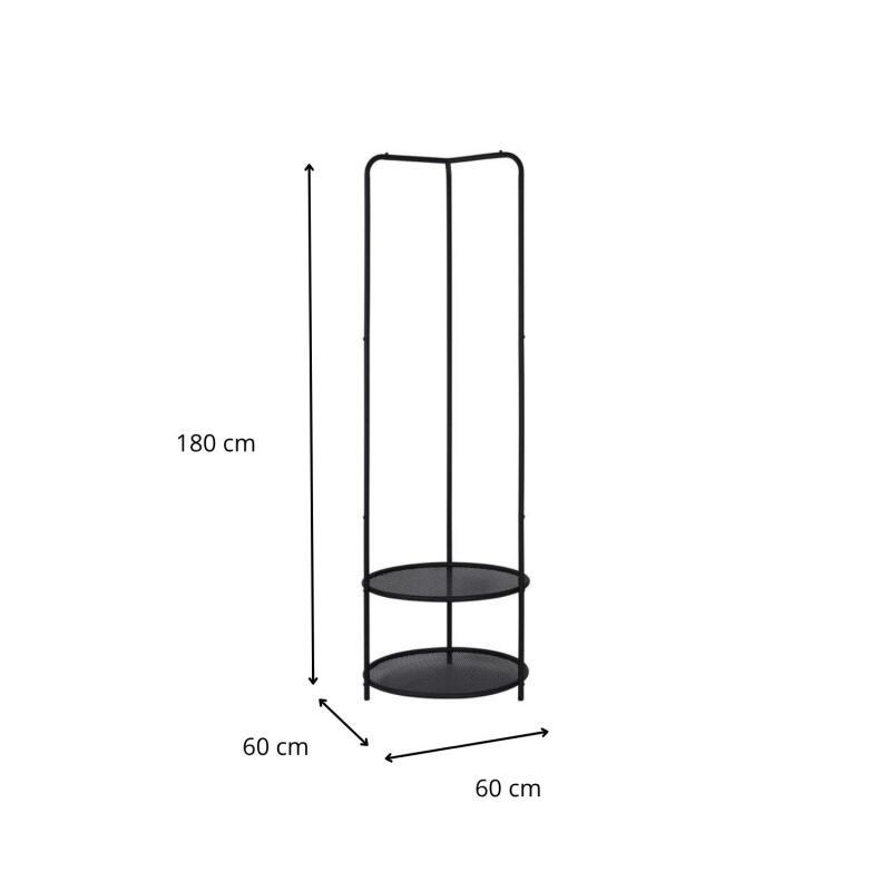 Portant vêtements rond en métal noir tubulaire 60x180cm