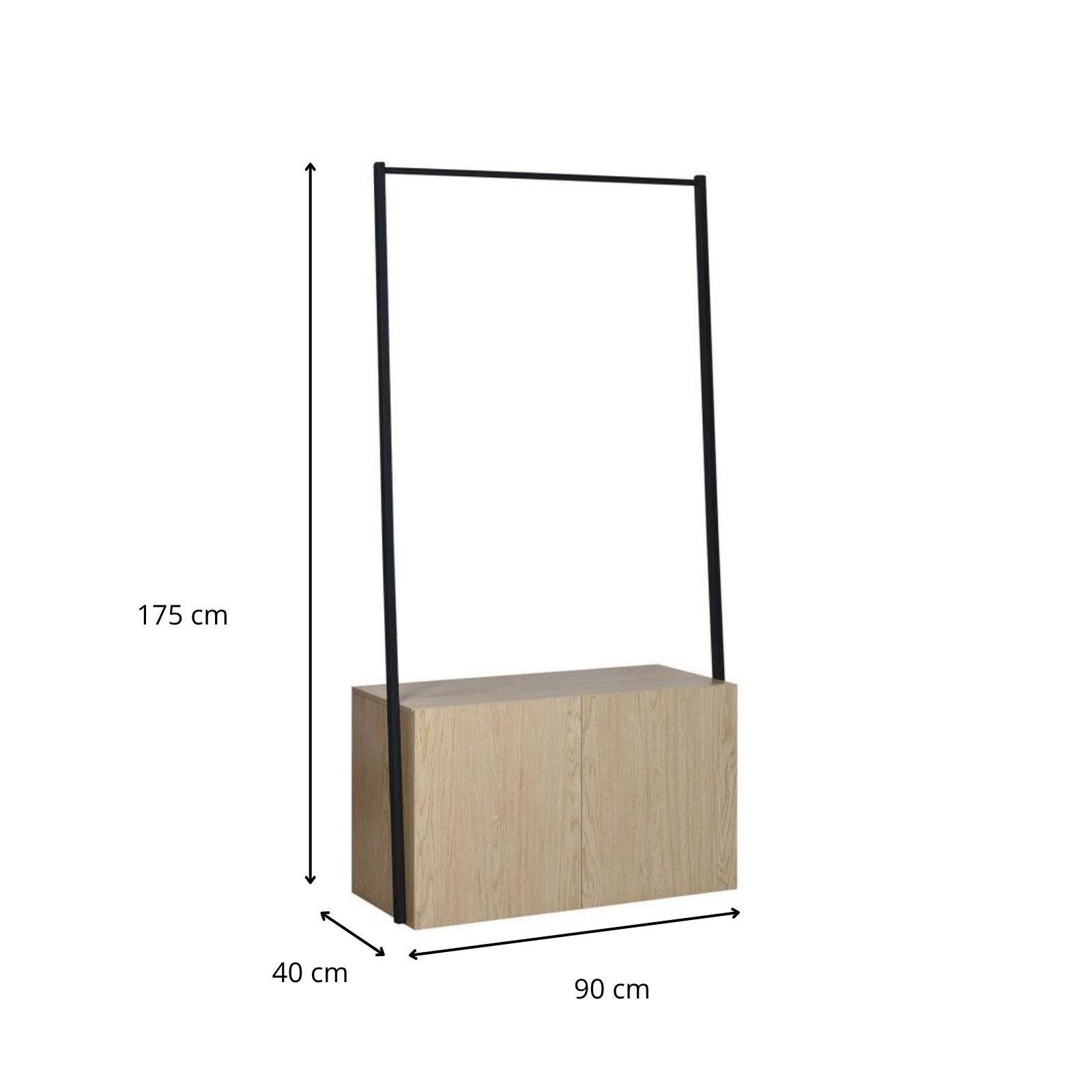 Portant vêtements bois et métal 90x175cm - avec rangement fermé Portant vêtements bois et métal 90x175cm - avec rangement fermé