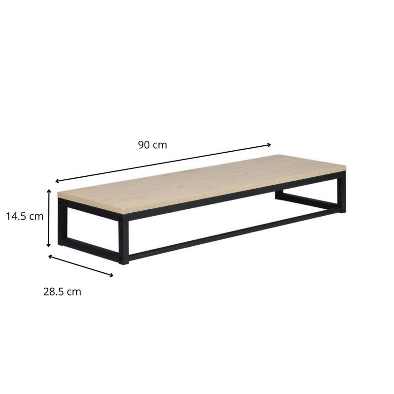 Etagère penderie murale bois et métal noir 90x28,5cm