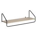 Etagère penderie murale bois et métal noir 90x28,5cm