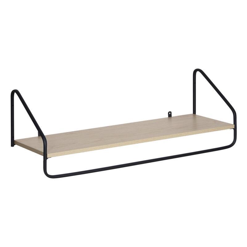 Etagère penderie murale bois et métal noir 90x28,5cm