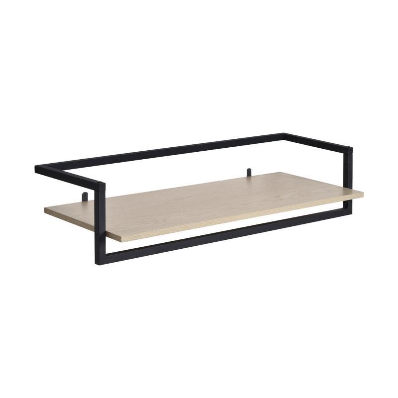 Etagère penderie murale bois et métal noir 90x34,5cm