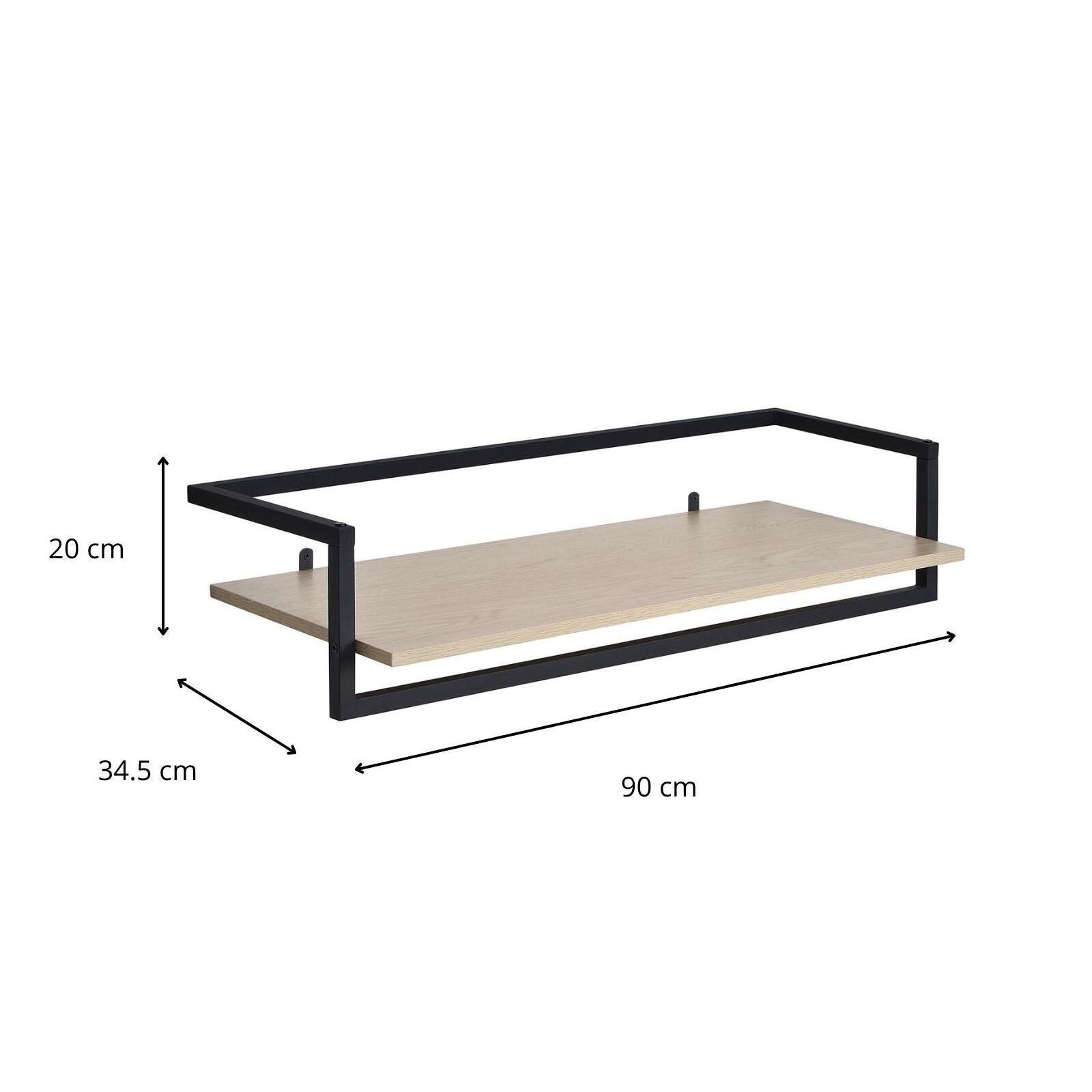 Etagère penderie murale bois et métal noir 90x34,5cm