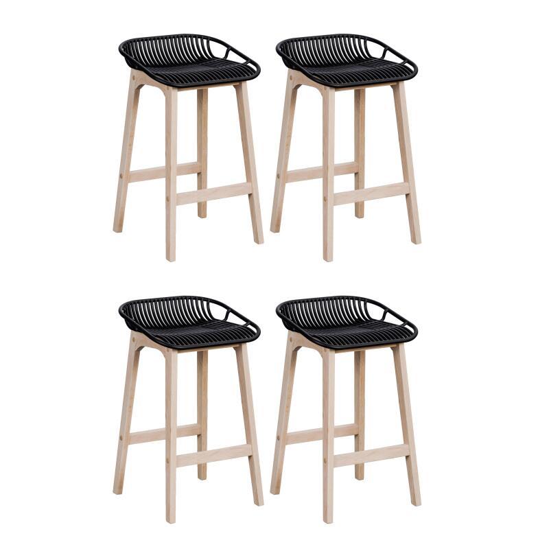 Lot de 2 tabourets d'ilot et bar 65 cm en chêne et assise noire