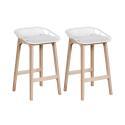 Lot de 2 tabourets d'ilot et bar 65 cm en chêne et assise noire