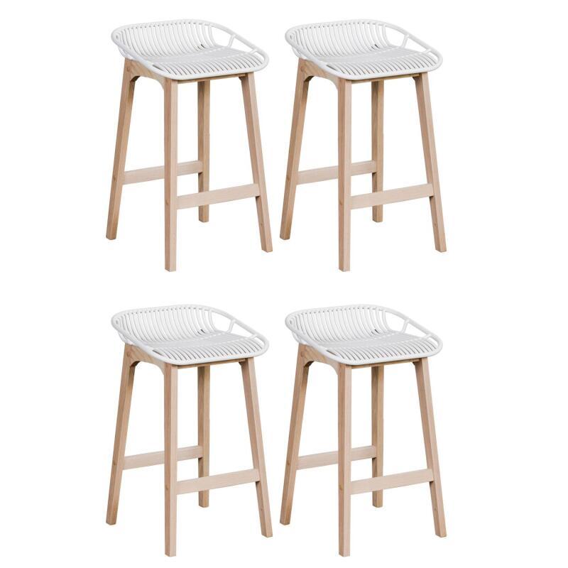 Lot de 2 tabourets d'ilot et bar 65 cm en chêne et assise noire