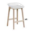 Lot de 2 tabourets d'ilot et bar 65 cm en chêne et assise noire