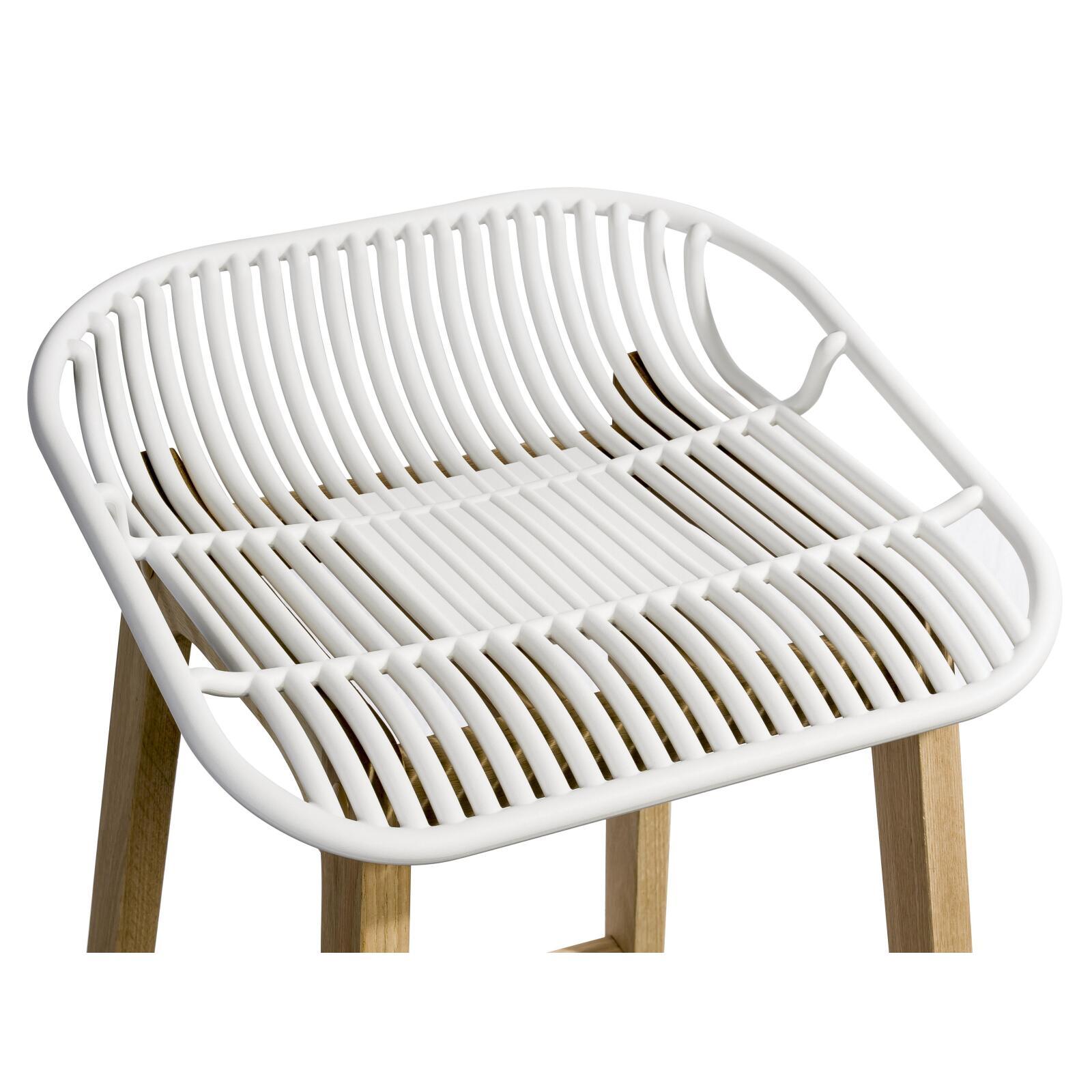 Lot de 2 tabourets d'ilot et bar 65 cm en chêne et assise noire