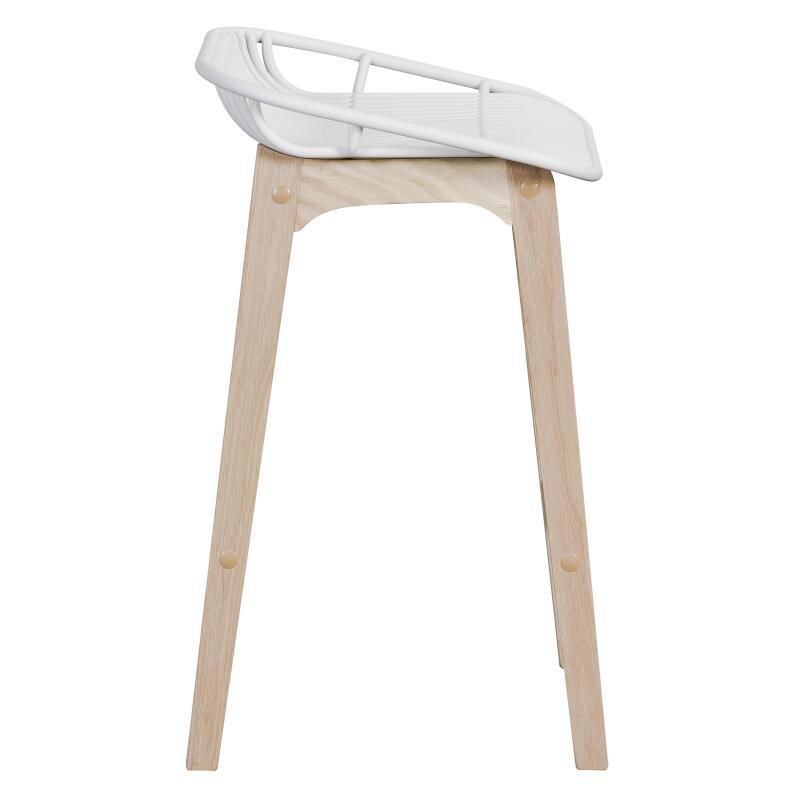 Lot de 2 tabourets d'ilot et bar 65 cm en chêne et assise noire