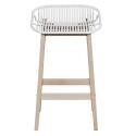 Lot de 2 tabourets d'ilot et bar 65 cm en chêne et assise noire