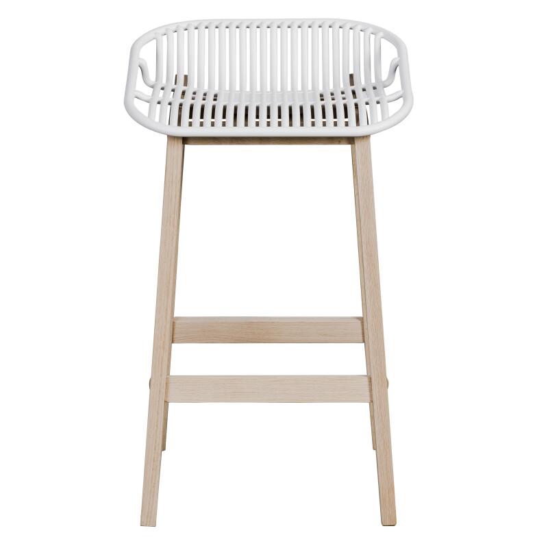 Lot de 2 tabourets d'ilot et bar 65 cm en chêne et assise noire