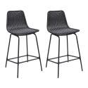 Lot de 2 tabourets d'ilot et bar 65 cm en métal et rotin synthétique