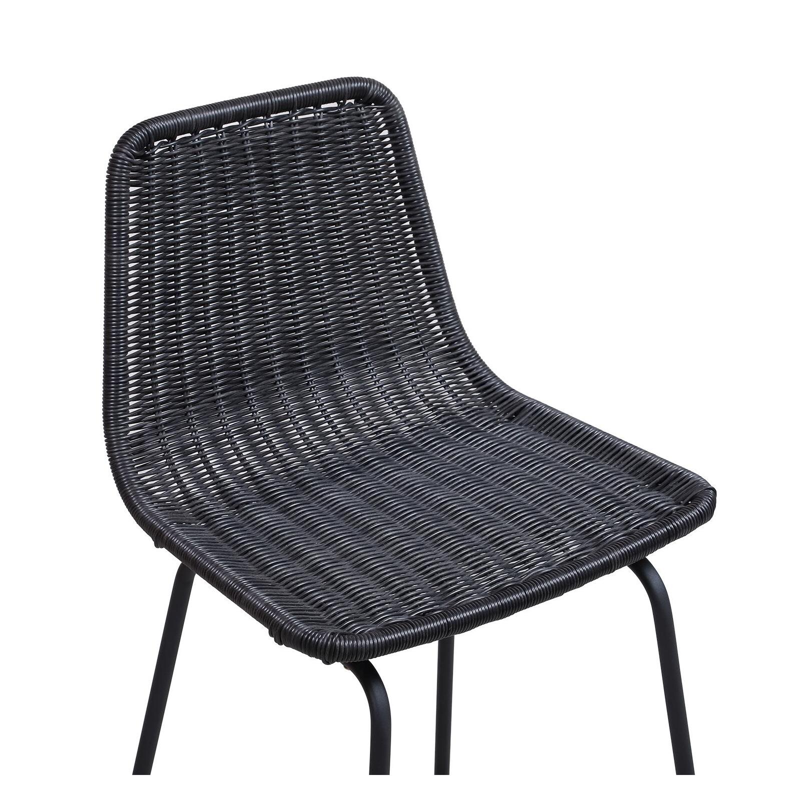 Lot de 2 tabourets d'ilot et bar 65 cm en métal et rotin synthétique