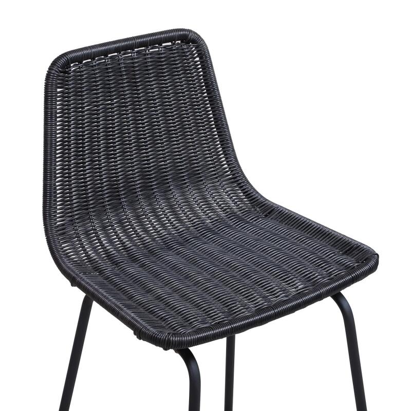 Lot de 2 tabourets d'ilot et bar 65 cm en métal et rotin synthétique