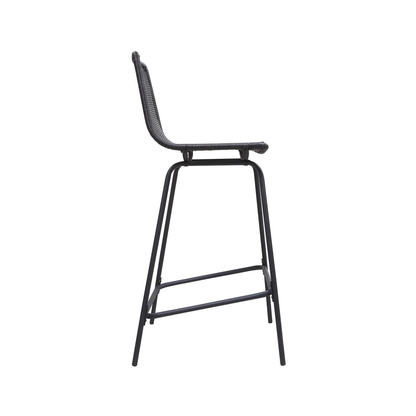 Lot de 2 tabourets d'ilot et bar 65 cm en métal et rotin synthétique