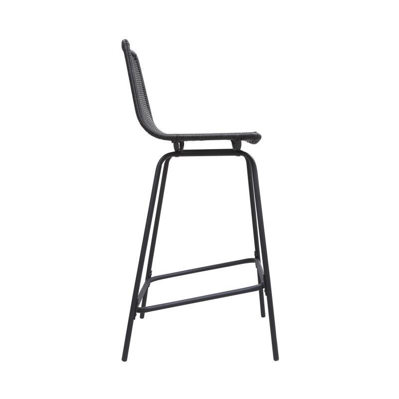 Lot de 2 tabourets d'ilot et bar 65 cm en métal et rotin synthétique