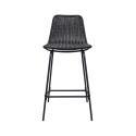Lot de 2 tabourets d'ilot et bar 65 cm en métal et rotin synthétique