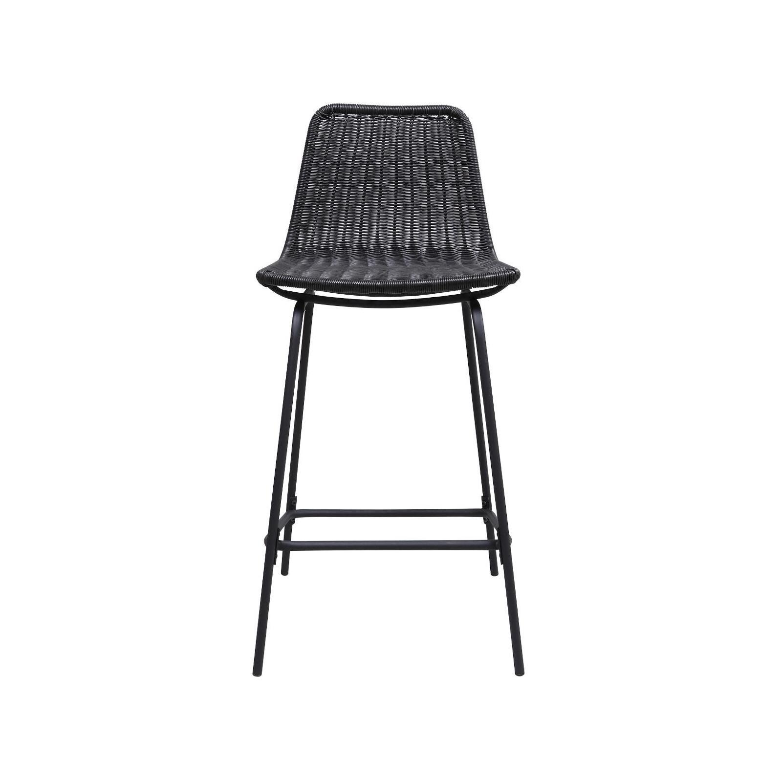 Lot de 2 tabourets d'ilot et bar 65 cm en métal et rotin synthétique