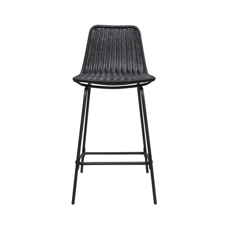 Lot de 2 tabourets d'ilot et bar 65 cm en métal et rotin synthétique
