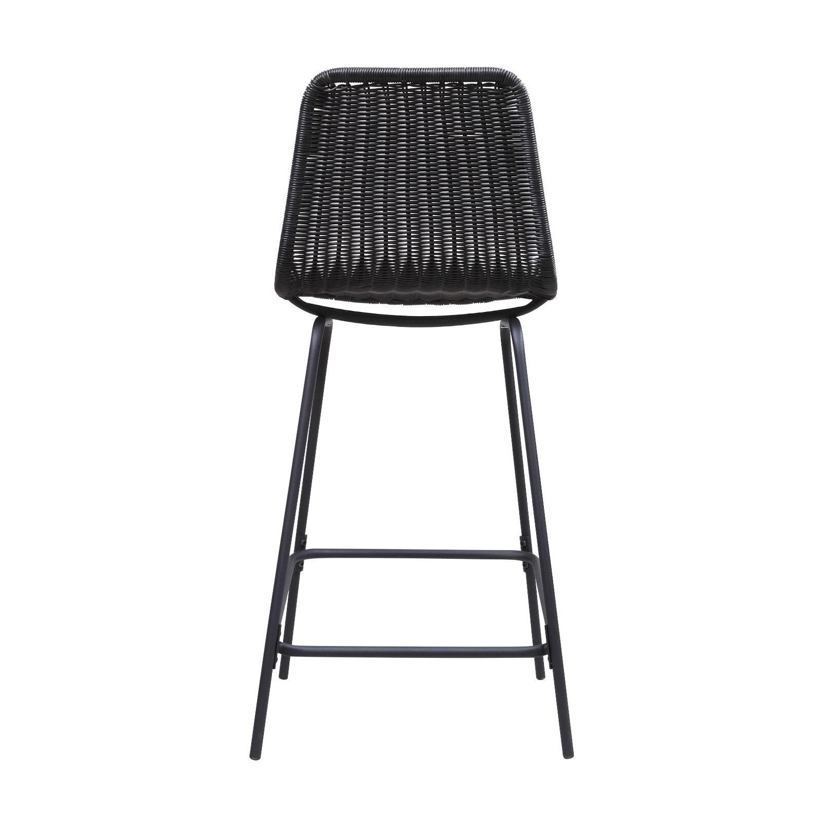 Lot de 2 tabourets d'ilot et bar 65 cm en métal et rotin synthétique