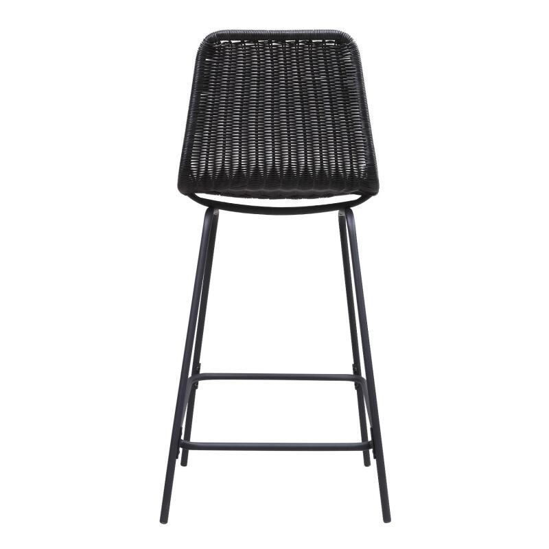 Lot de 2 tabourets d'ilot et bar 65 cm en métal et rotin synthétique